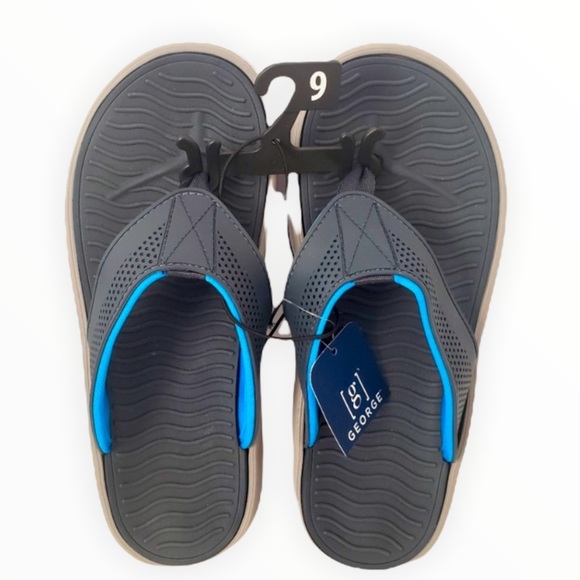 George Mens Navy Atlantic Flip Flops 